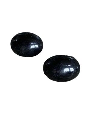 Vintage Stud Earrings Black Oblong Pierced Ears 0.75 Inches